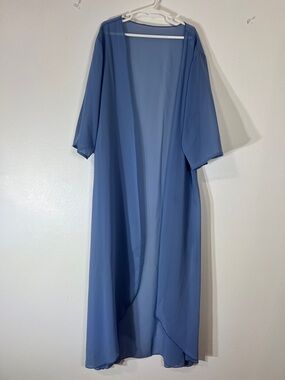 Blue Sheer Open-Front Maxi Coverup